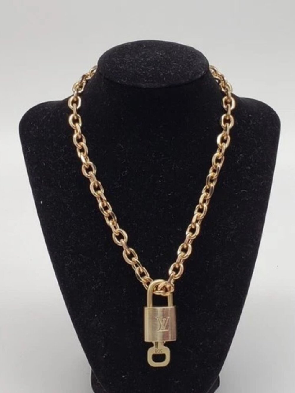 Gold-Plated Necklace with Authentic Louis Vuitton Padlock